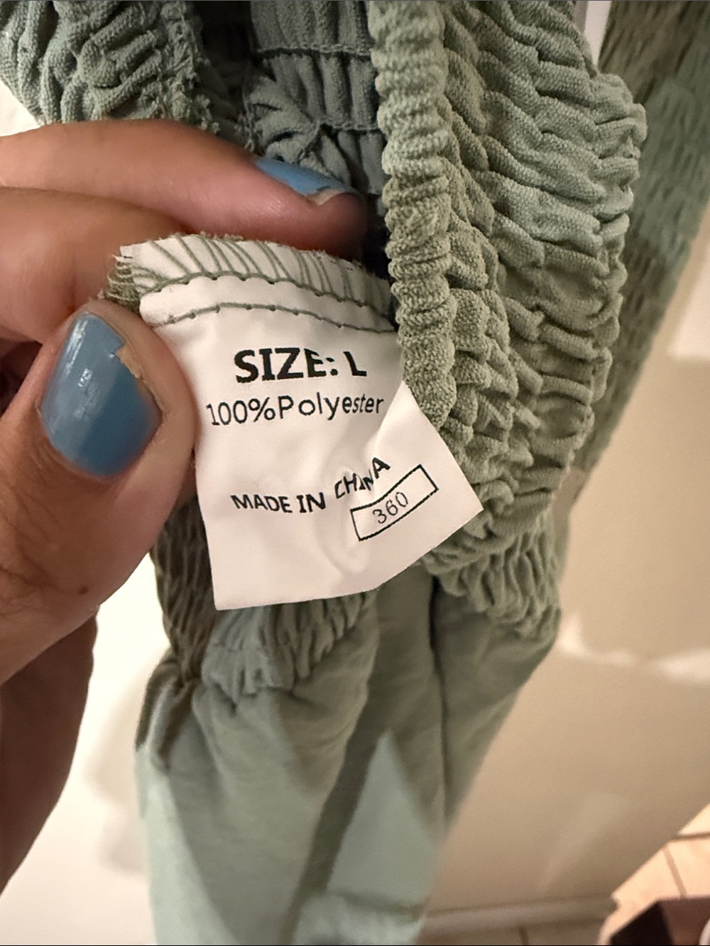 NWT Smocked Bodice Wide-Leg Jumpsuit in Sage Green Pockets - Picture 9 of 9